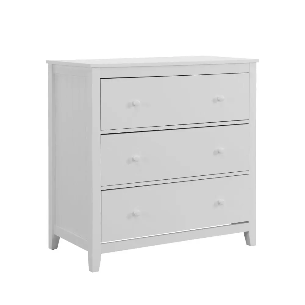 Design Square Declan Scandinavian Wooden Chest Of Drawers LowBoy Storage Cabinet - White