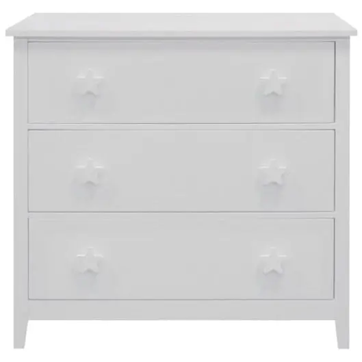 Design Square Declan Scandinavian Wooden Chest Of Drawers LowBoy Storage Cabinet - White