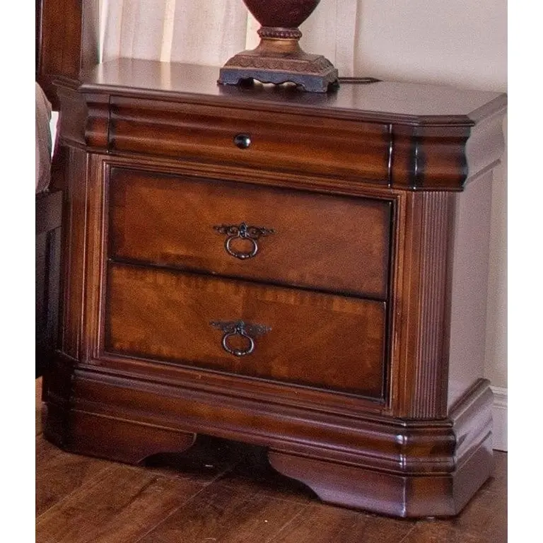 Our Home Hamshire Solid Wooden Bedside Nightstand Side Table W/ 2-Drawers - Burnished Cherry