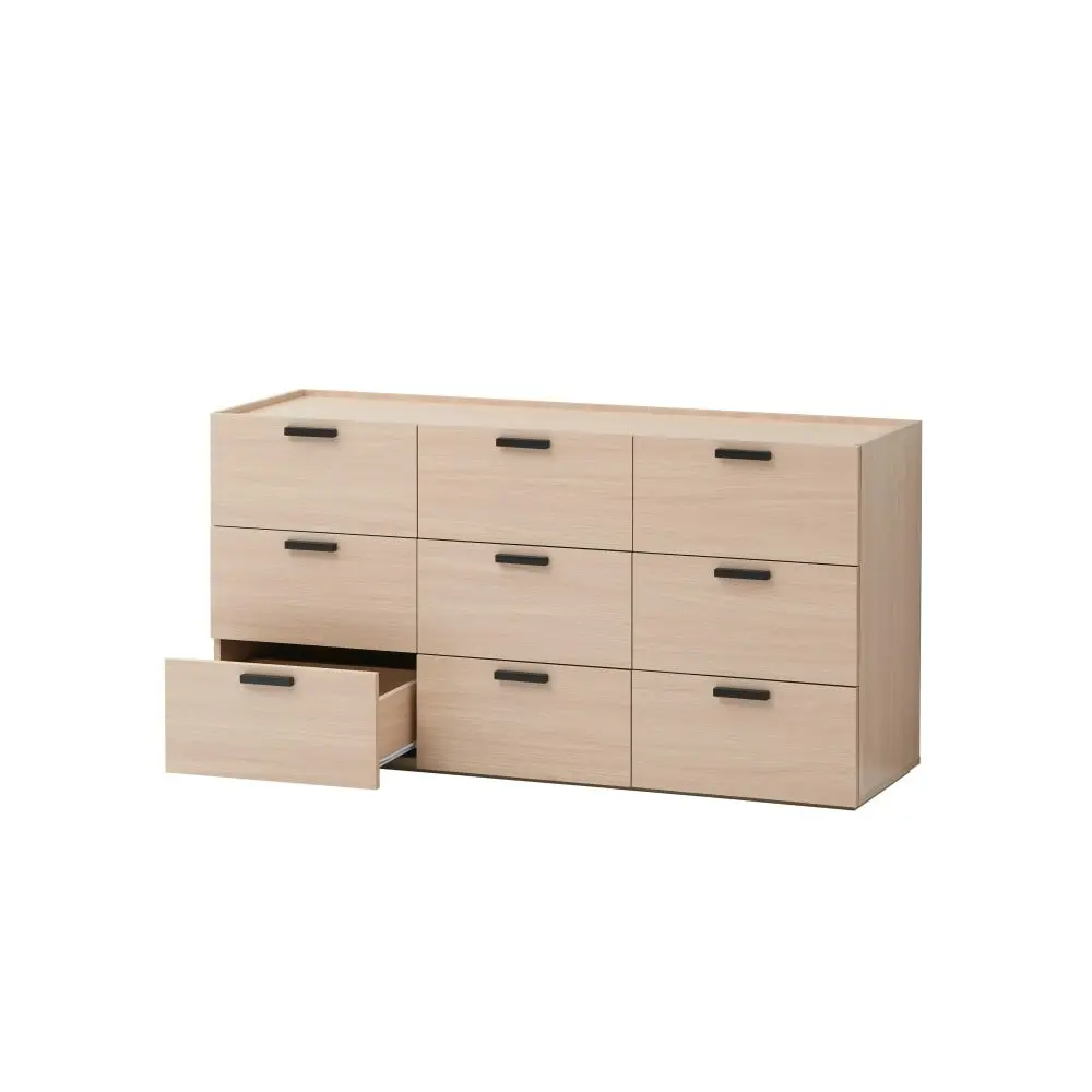 Design Square Keith Dresser Chest Of 9-Drawers Storage Cabinet - Oak