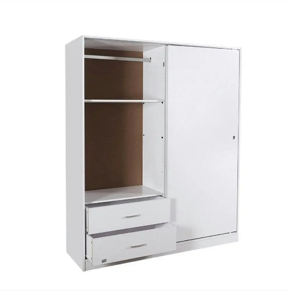 Design Square Multi-Purpose Built-In Modular Sliding Door Wardrobe Closet Clothes Storage - White