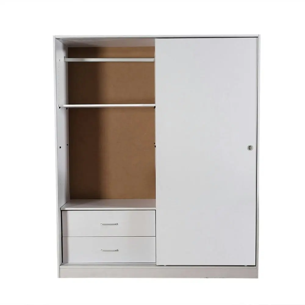 Design Square Multi-Purpose Built-In Modular Sliding Door Wardrobe Closet Clothes Storage - White