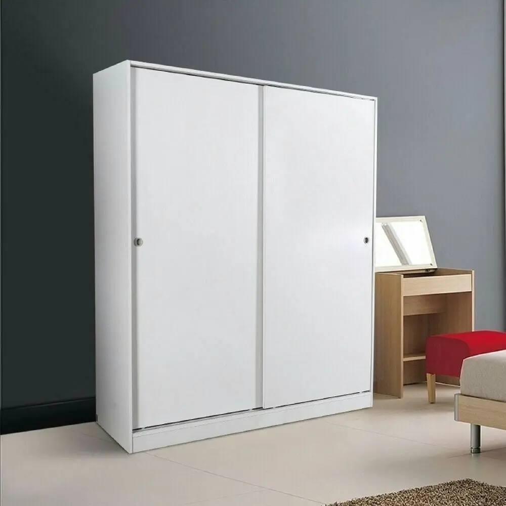 Design Square Multi-Purpose Built-In Modular Sliding Door Wardrobe Closet Clothes Storage - White