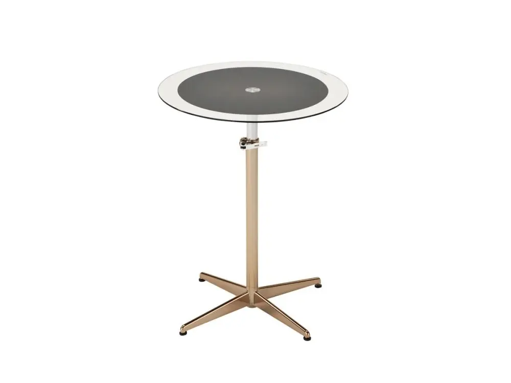 6IXTY Upo Height Adjustable Round Side Lamp End Table Glass Top