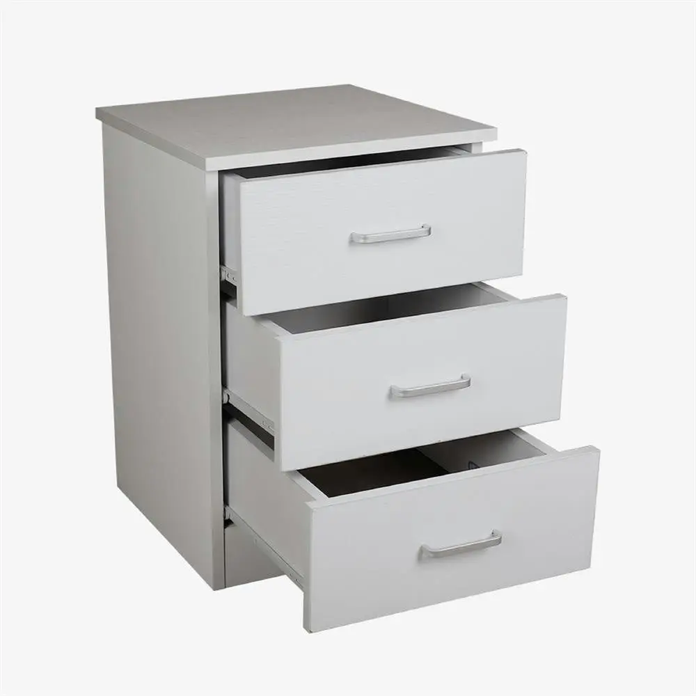 Design Square Modern 3-Drawer Chest Nightstand BedSide Table - White