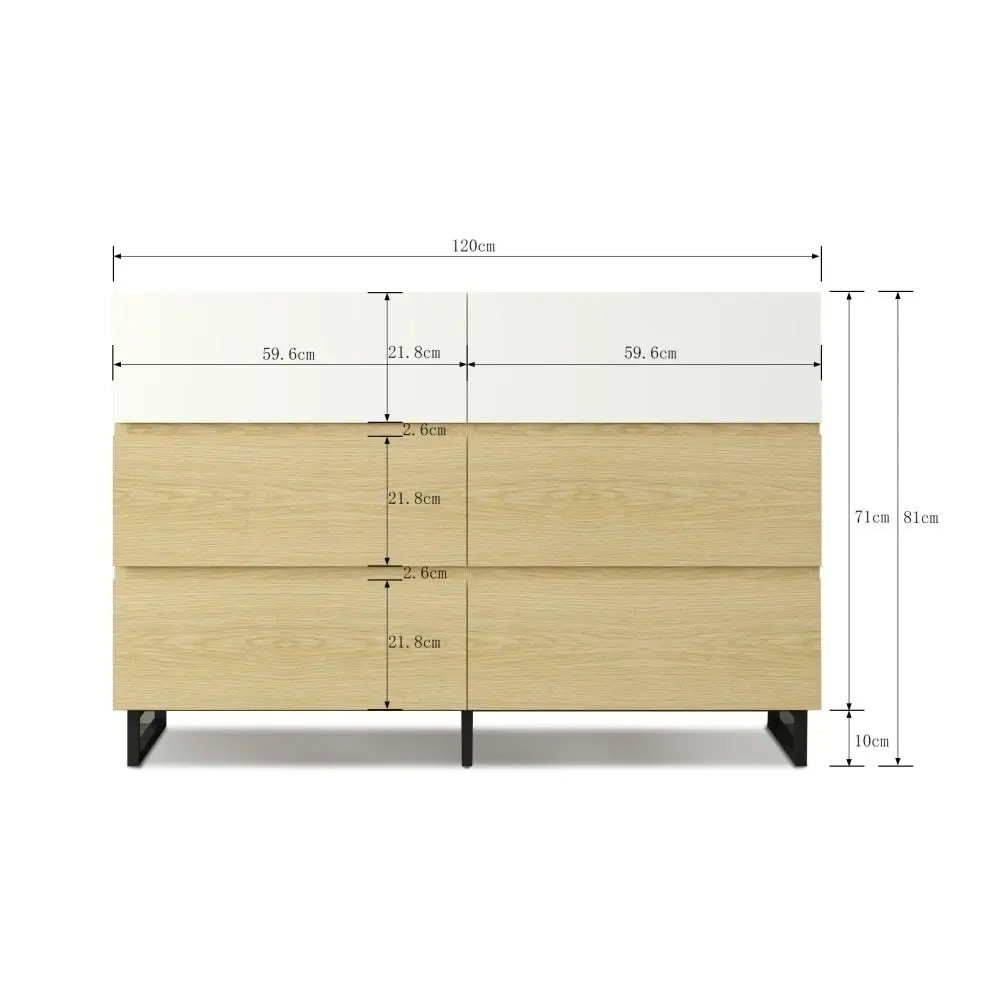 Design Square Otis Dresser Chest of 6-Drawers Storage Cabinet - Oak/White