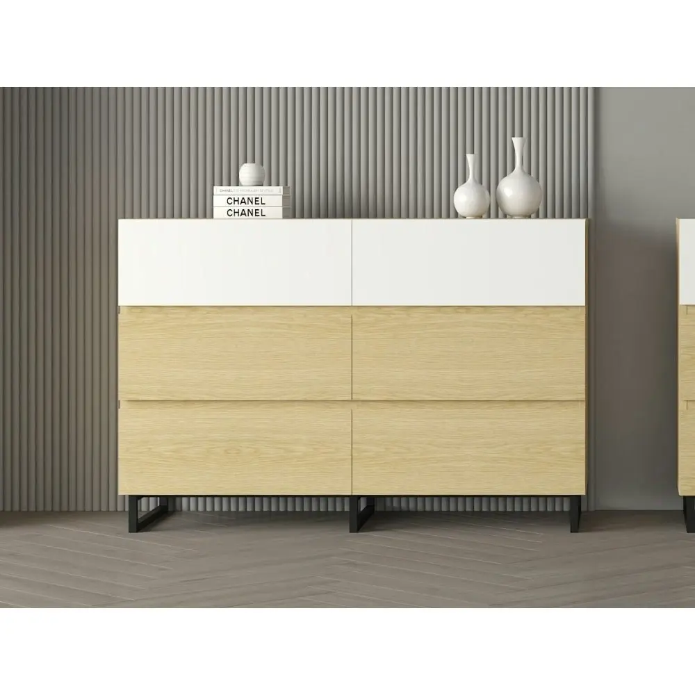 Design Square Otis Dresser Chest of 6-Drawers Storage Cabinet - Oak/White