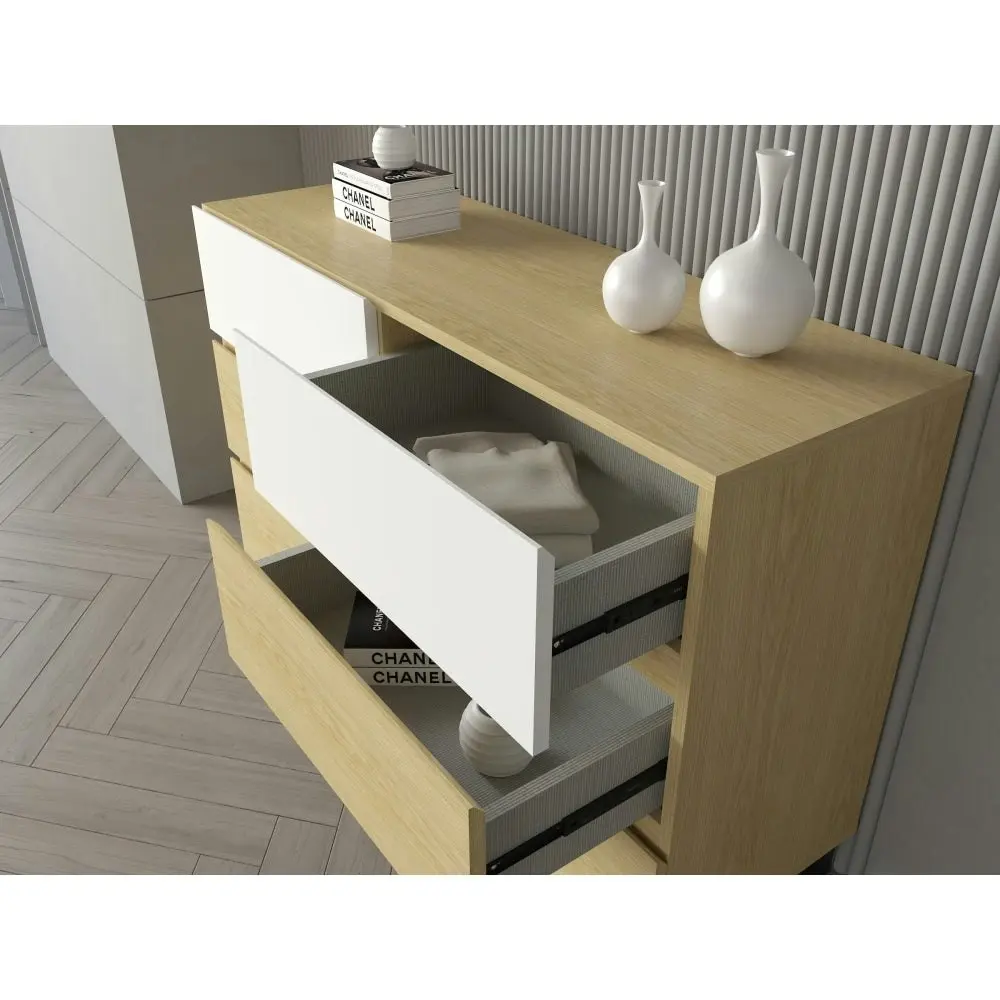 Design Square Otis Dresser Chest of 6-Drawers Storage Cabinet - Oak/White