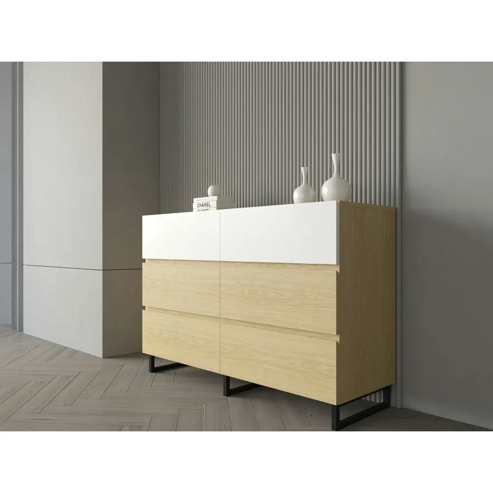 Design Square Otis Dresser Chest of 6-Drawers Storage Cabinet - Oak/White