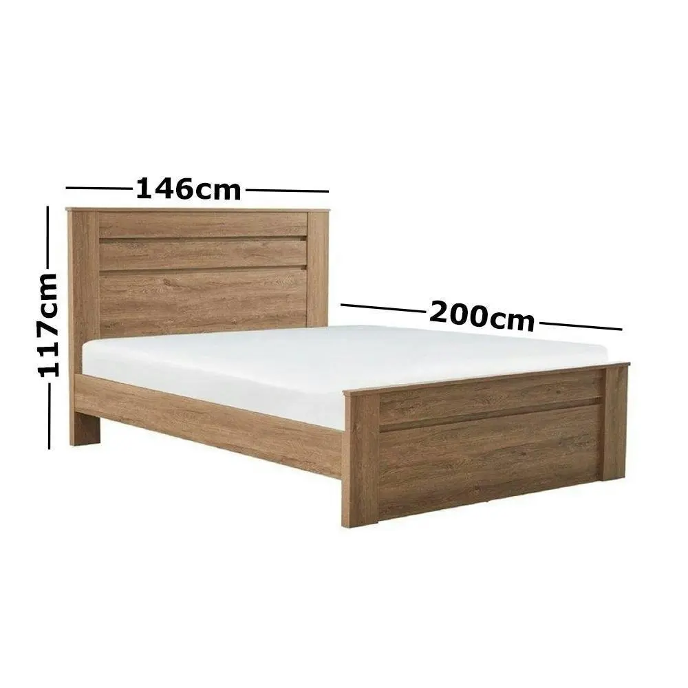 Design Square Modern Wooden Bed Frame Double Size W/ Headboard- Dark Oak