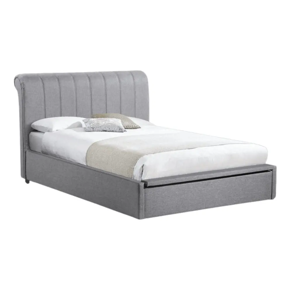 Our Home Daniela Modern Fabric Gas Lift Bed Frame Double Size - Light Grey