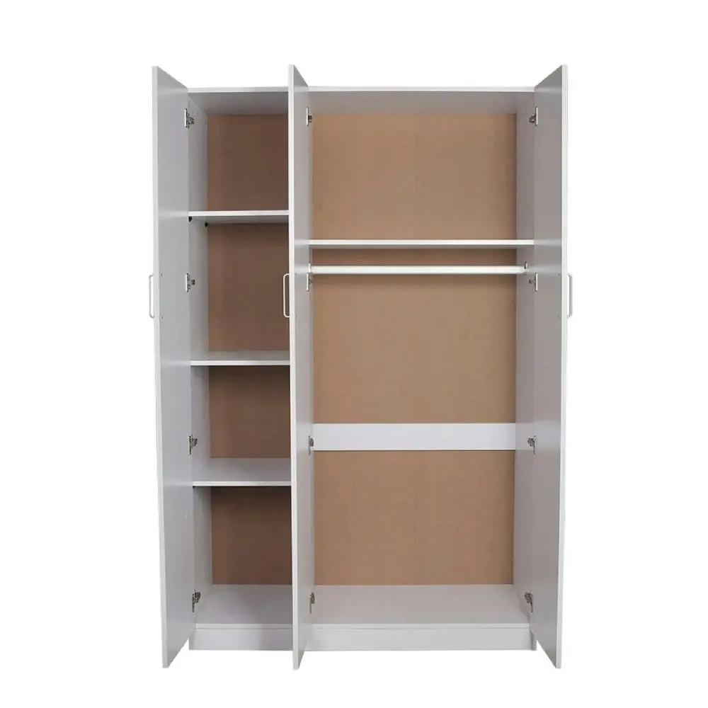 Design Square Modern 3-Door Multi-Purpose Wardrobe Closet Clothes Storage Cabinet - White