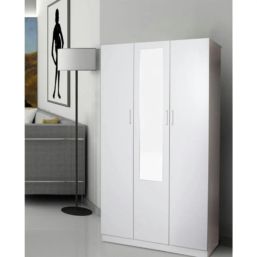 Design Square Modern 3-Door Multi-Purpose Wardrobe Closet Clothes Storage Cabinet - White