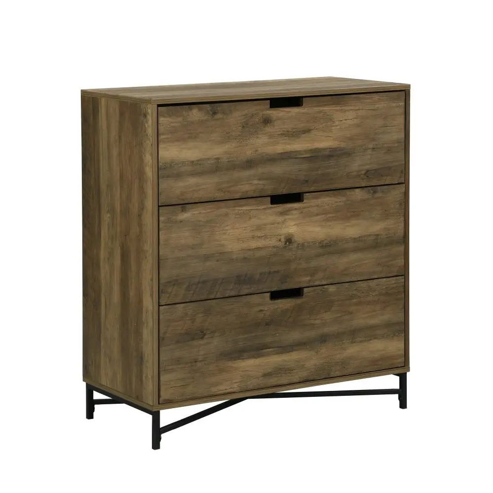 Design Square Elijah Industrial Chest Of 3-Drawers Tallboy Storage Cabinet - Old Wood