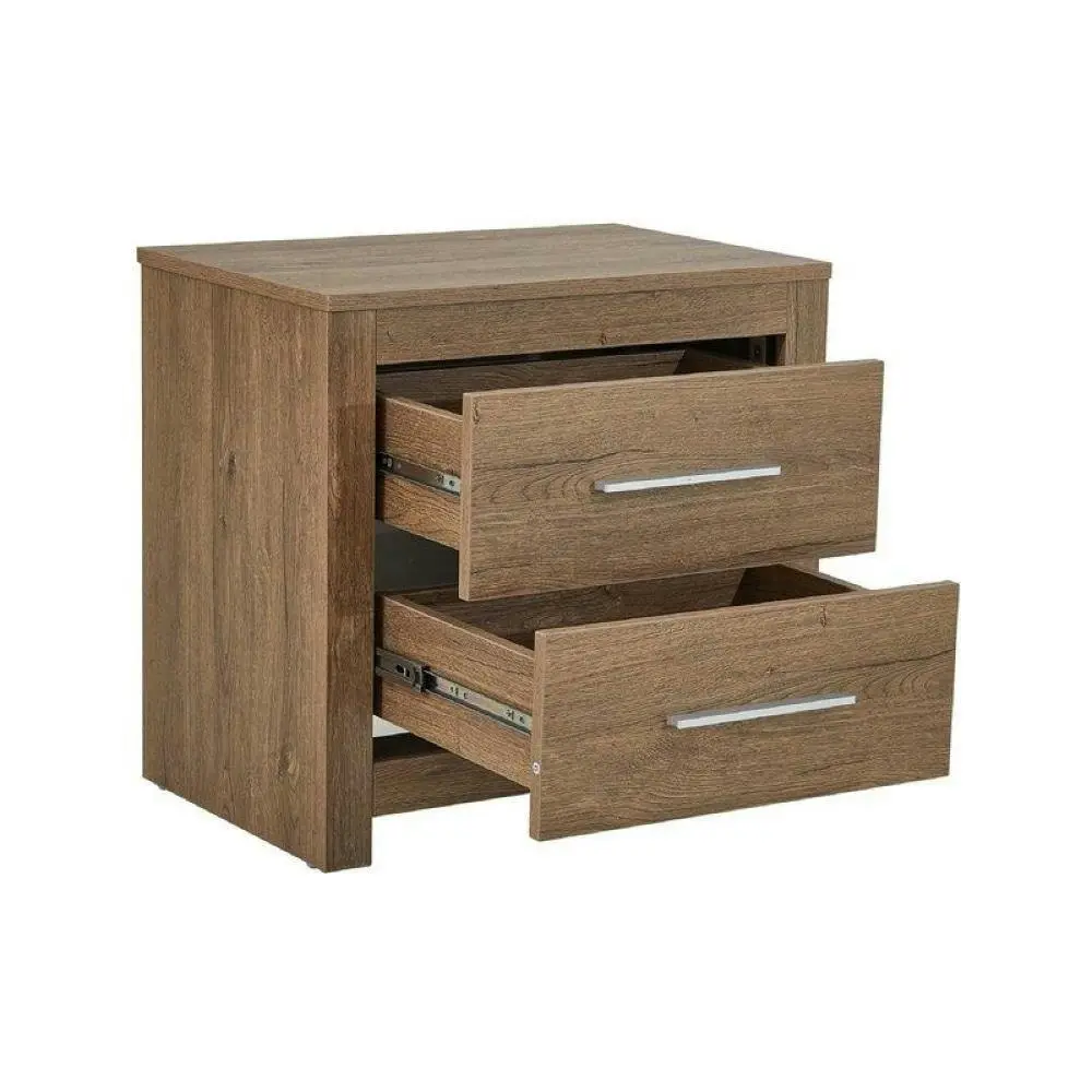 Design Square Modern Wooden BedSide Side Table Nightstand - Dark Oak