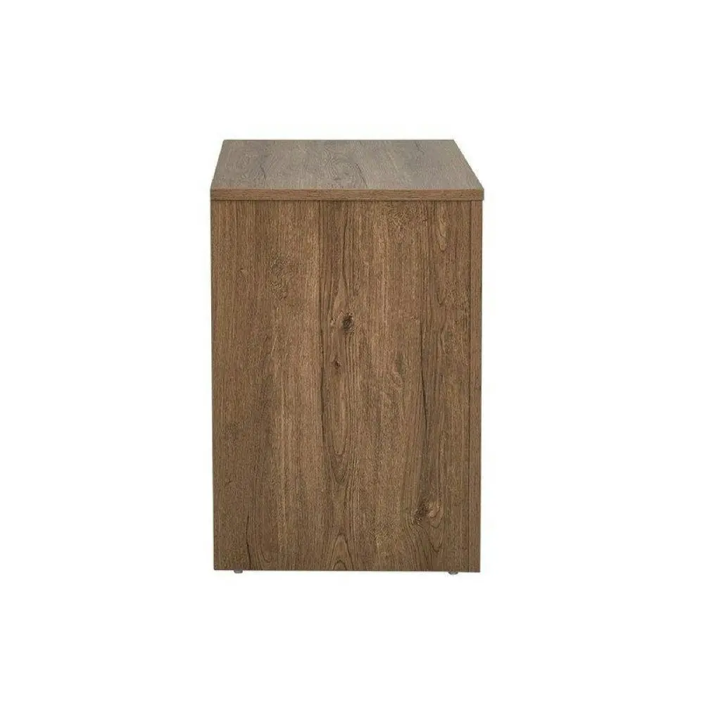 Design Square Modern Wooden BedSide Side Table Nightstand - Dark Oak