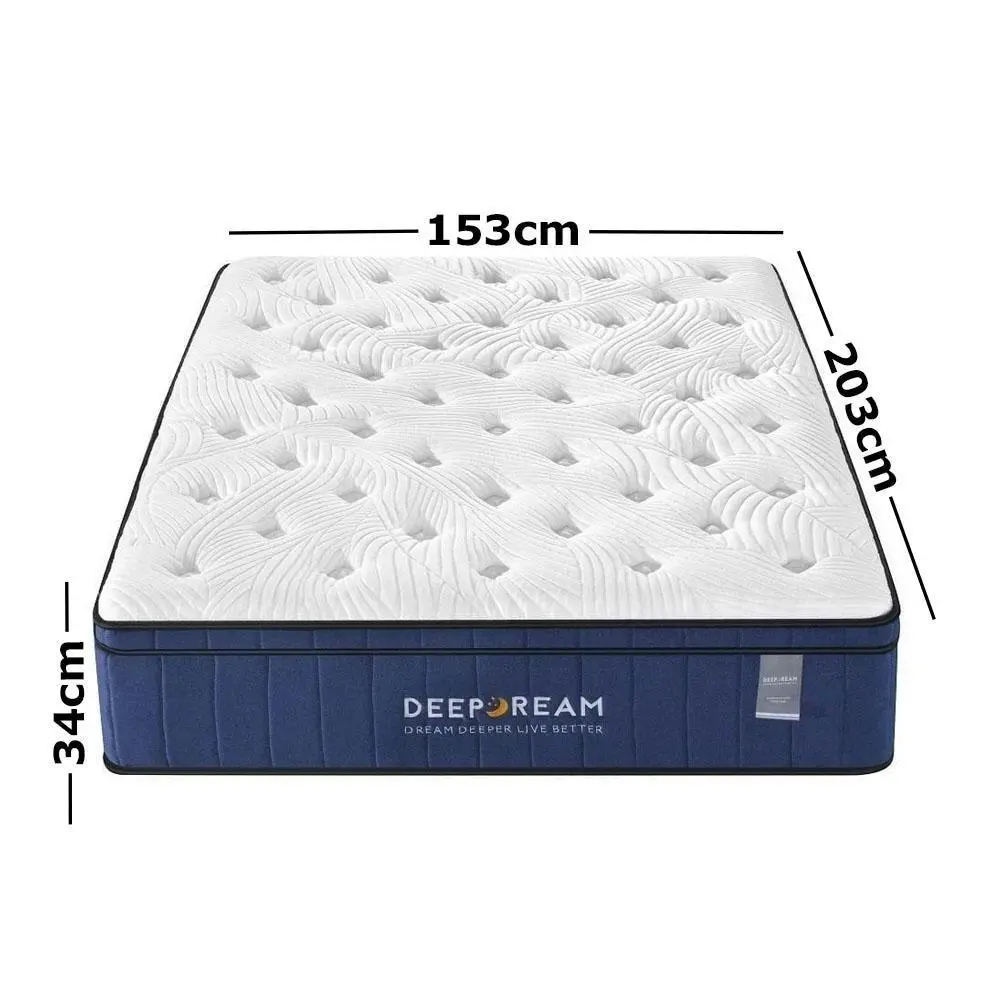 Sleep Happy Premium Eurotop 5 Zoned Cool Gel Memory Foam Mattress 34cm - Queen