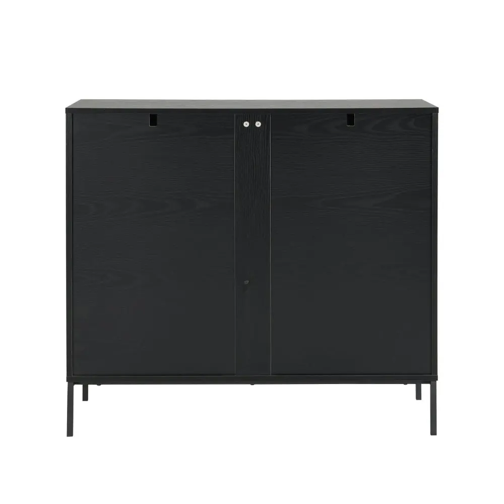 Design Square Vita Chest Of 4-Drawers Tallboy Storage Cabinet - Black/Oak