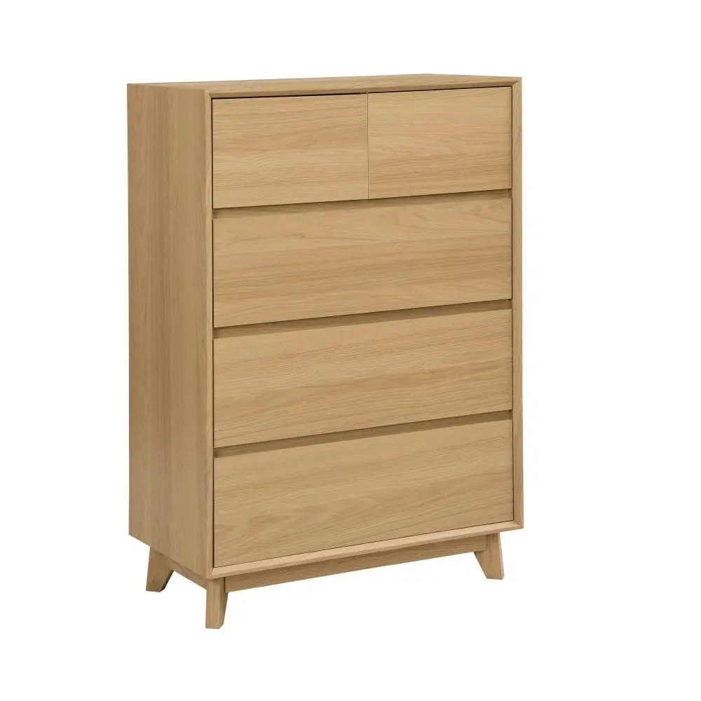 Design Square Hannah Wooden Chest Of 5-Drawers Tallboy Storage Cabinet - Oak