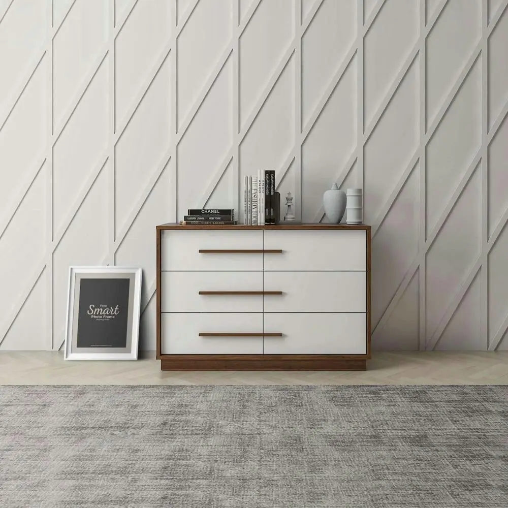 Cecilia Modern Scandinavian Dresser Unit Chest of 6-Drawers Storage Cabinet - Columbia/White