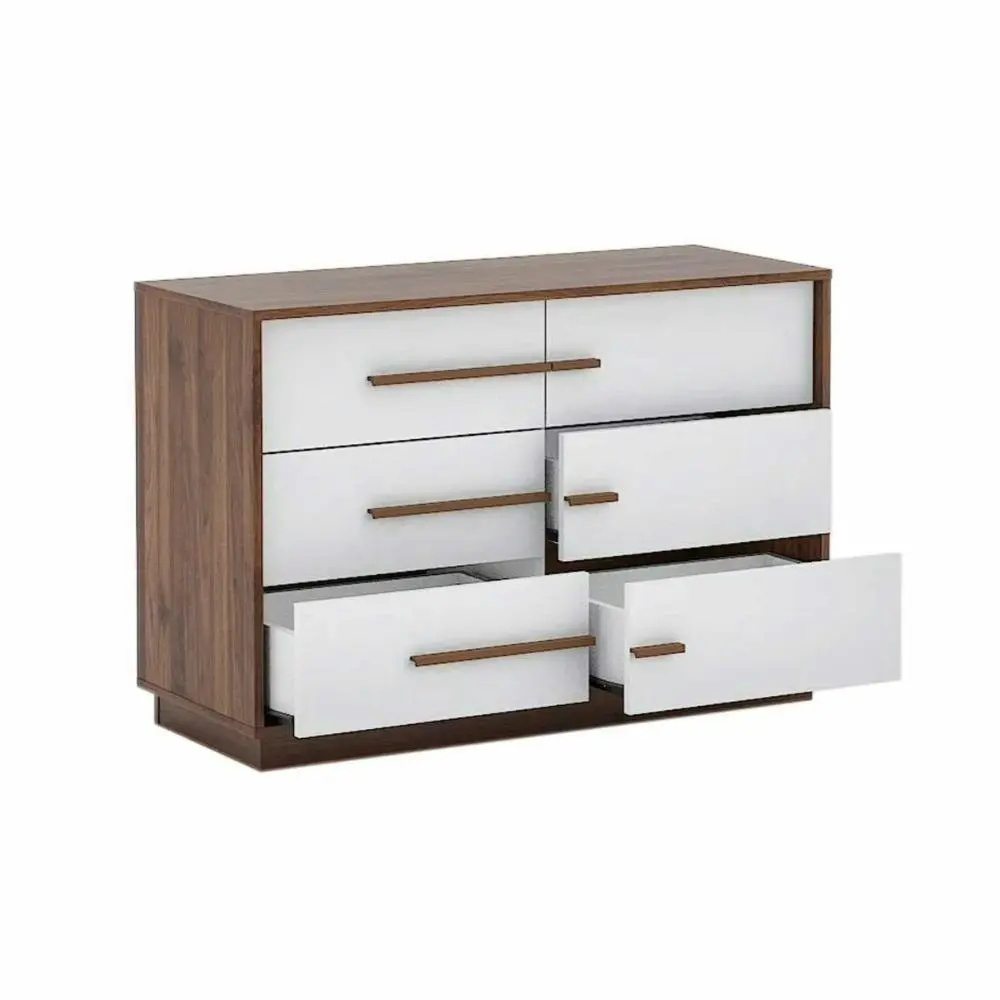 Cecilia Modern Scandinavian Dresser Unit Chest of 6-Drawers Storage Cabinet - Columbia/White