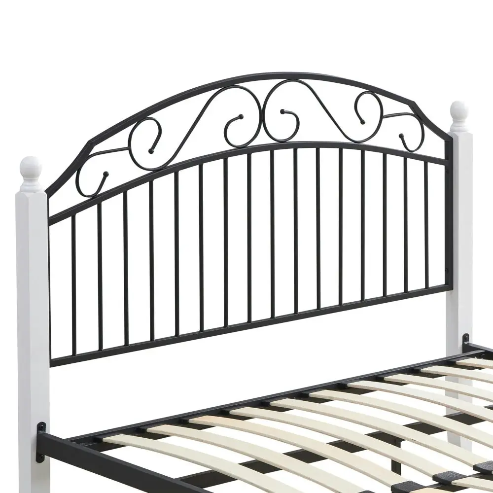 Ashley King Size Bed Frame - Black Metal Frame - White