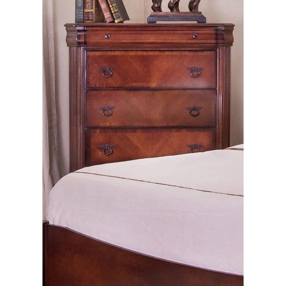 Our Home Hamshire Solid Wooden Chest Of Drawers Tallboy Storage Cabinet - Burnished Cherry