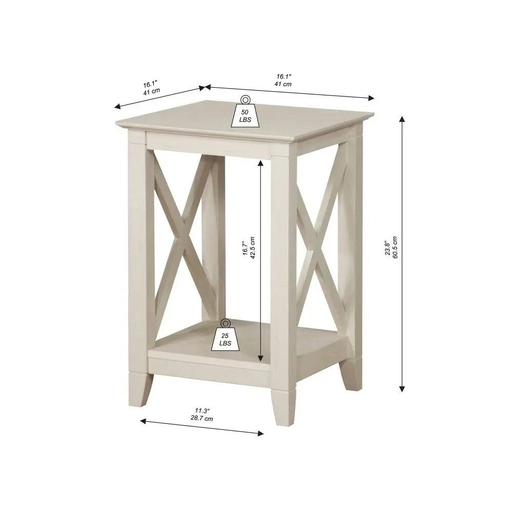 Maestro Furniture Set Of 2 Lorrel Modern Minimalist Square Wooden Side Table - Antique white