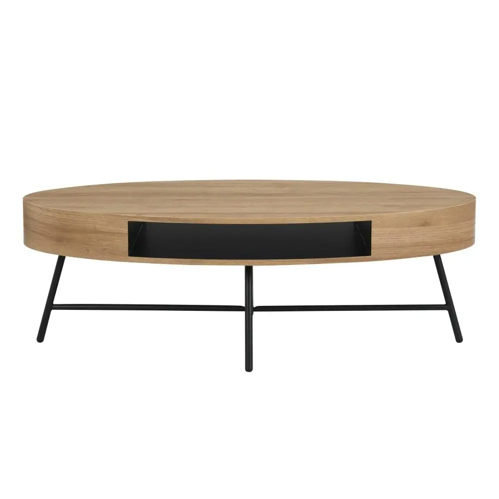 Design Square Willow Modern Scandinavian Wooden Oval Coffee Table - Oak/Black