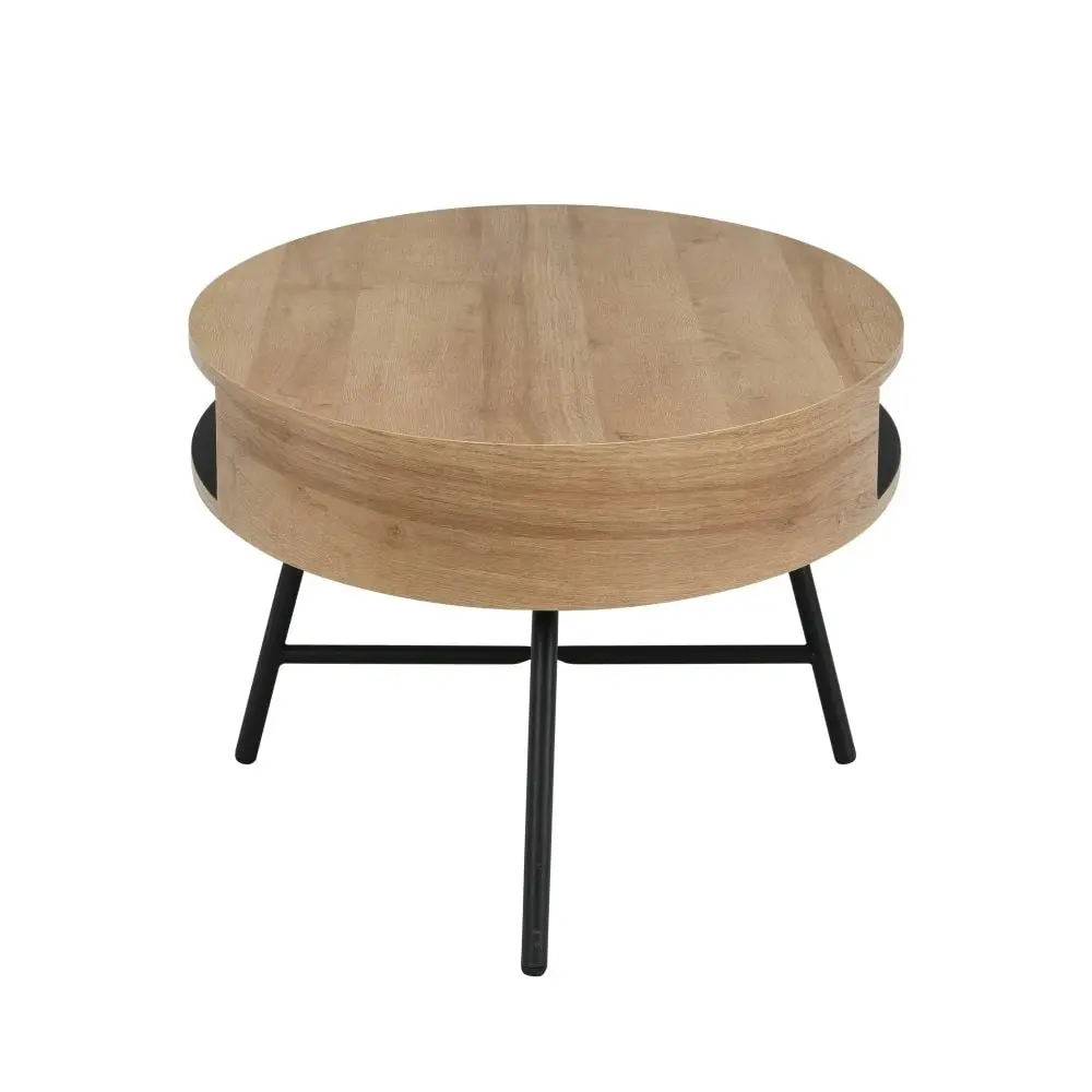 Design Square Willow Modern Scandinavian Wooden Oval Coffee Table - Oak/Black