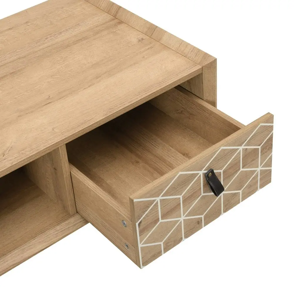 Design Square Olive Modern Scandinavian Coffee Table W/ 2-Drawers - Oak/White