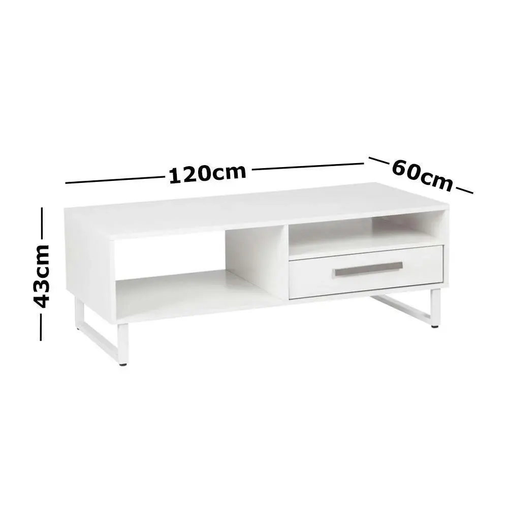 Maestro Furniture Ashley Collection Open Shelf Coffee Table W/ 1-Drawer - White