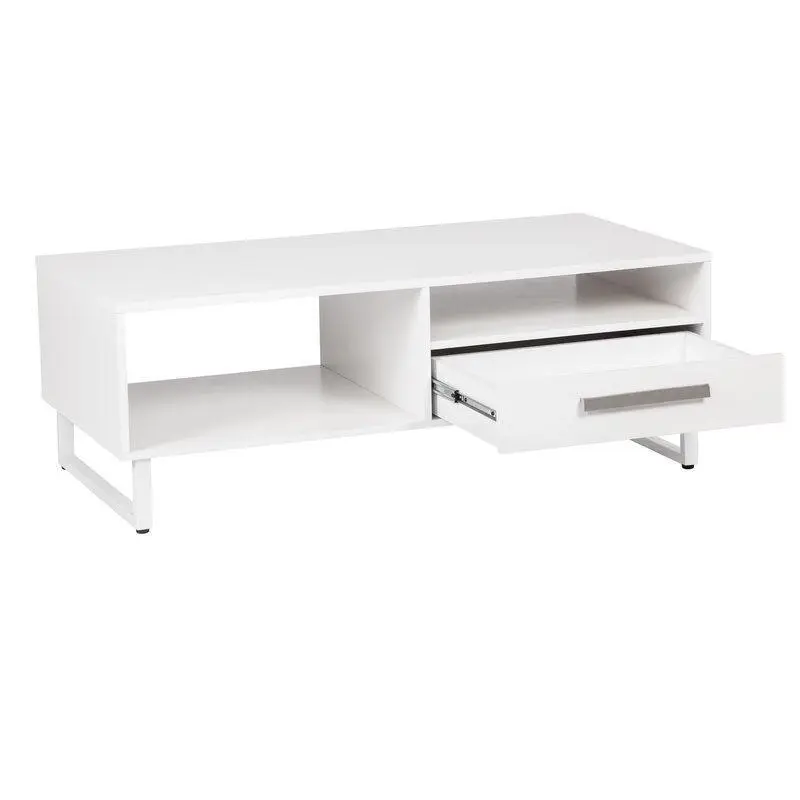 Maestro Furniture Ashley Collection Open Shelf Coffee Table W/ 1-Drawer - White