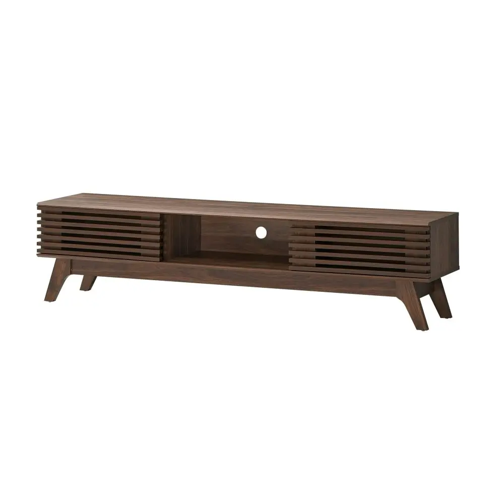 Design Square Camille Wooden Lowline Entertainment Unit TV Stand 180cm W/ 2-Doors - Walnut