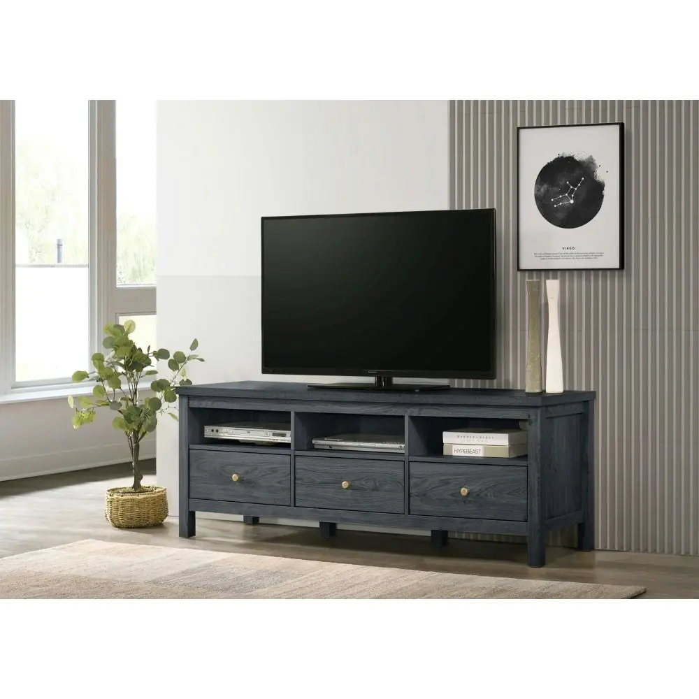 Design Square Waldo Entertainment Unit TV Stand 160cm W/ 3-Drawers - Grey Oak