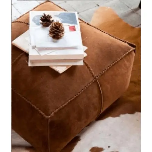 Martin Leather Suede Texture Square Foot Stool Ottoman