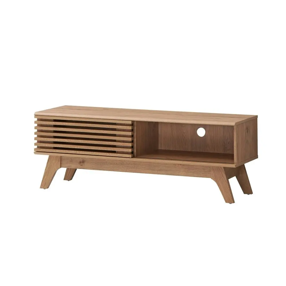 Design Square Camille Wooden Lowline Entertainment Unit TV Stand 120cm W/ 1-Door - Oak