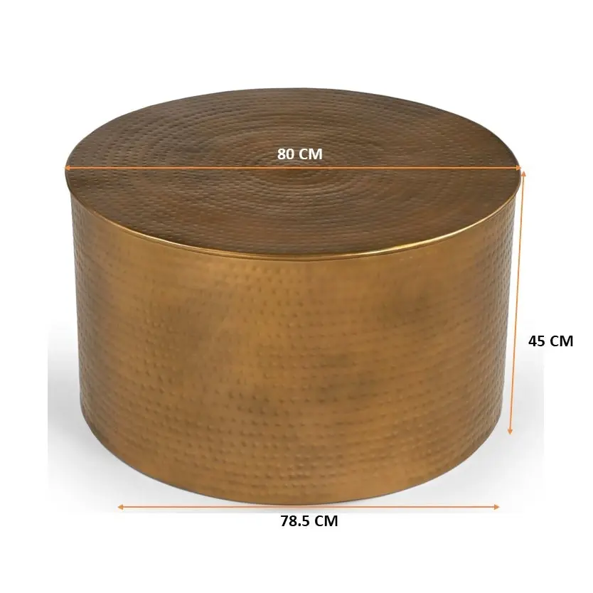 Titan Golden Hammered Metal Round Coffee Table