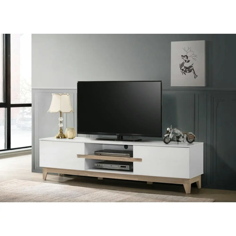 Design Square Moses TV Stand Entertainment Unit W/ 2-Doors 180cm - White/Oak