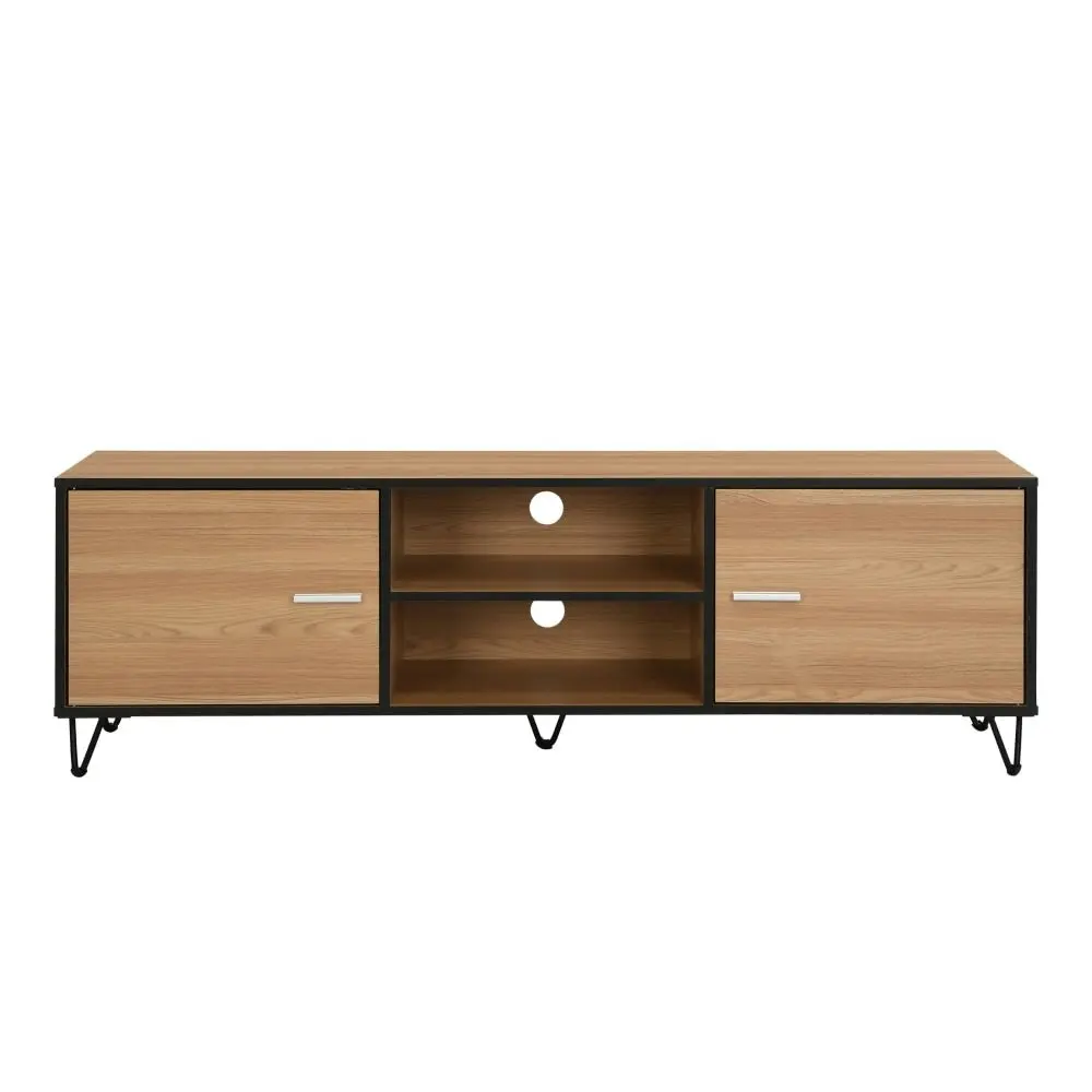 Design Square Roy TV Stand Entertainment Unit W/ 2-Doors - Oak/Black