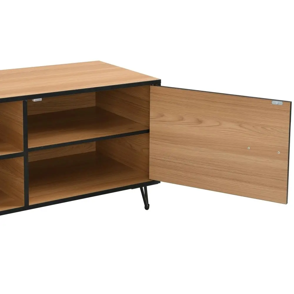 Design Square Roy TV Stand Entertainment Unit W/ 2-Doors - Oak/Black