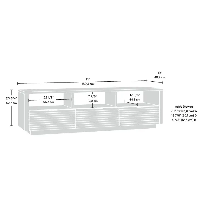 Design Square Cora Lowline Entertainment Unit TV Stand W/ 3-Drawers - Split Oak