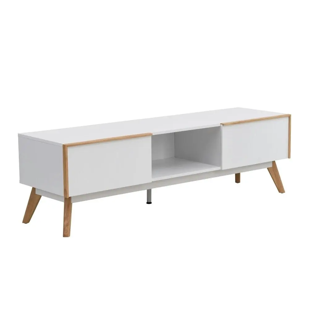 Design Square Autumn Scandinavian Lowline Entertainment Unit TV Stand W/ 2-Drawers 150cm - White/Oak