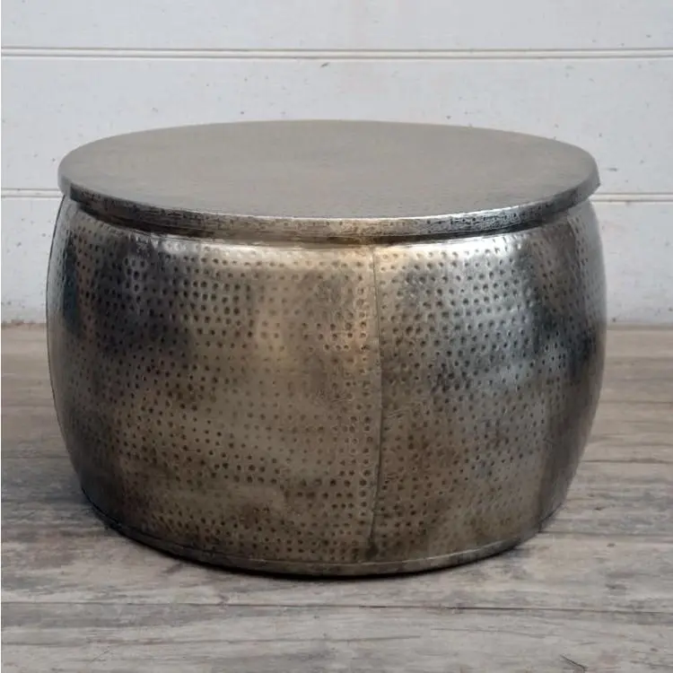 Titan Open-Top Hand Forged Hammered Metal Round Coffee Table