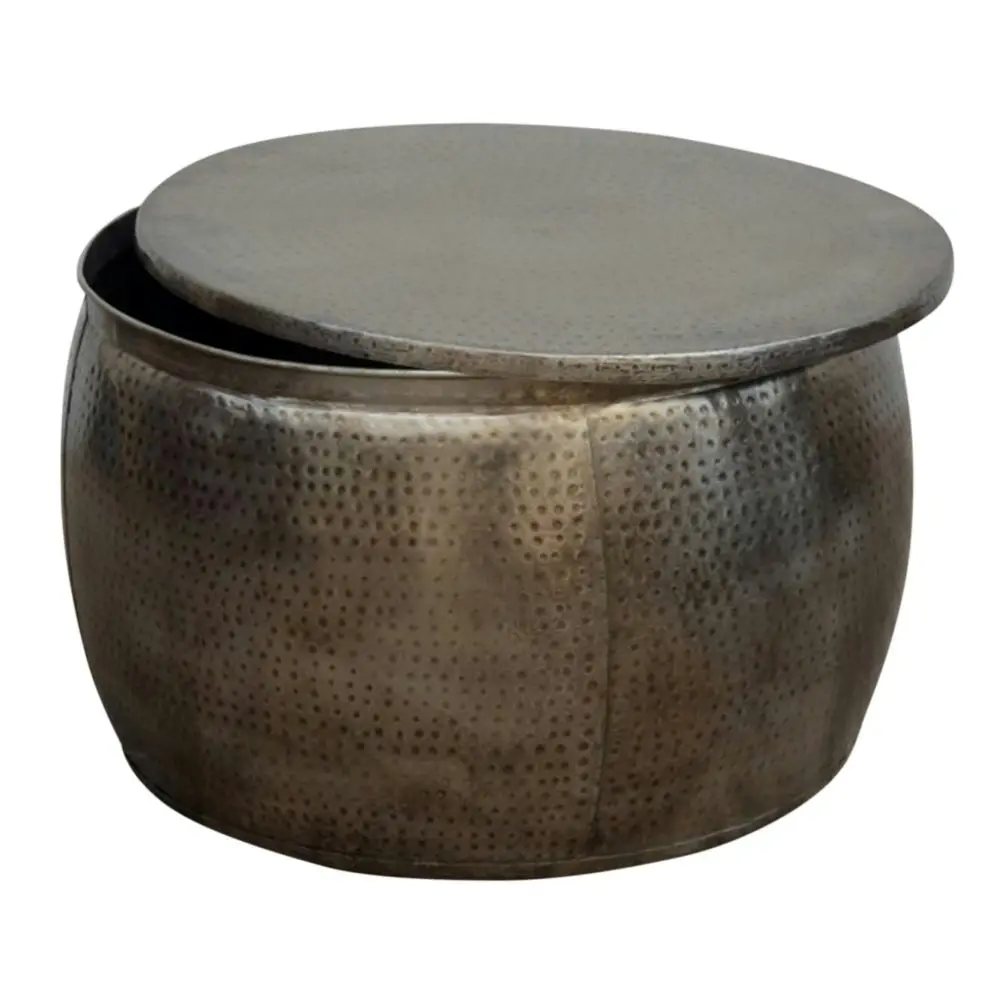 Titan Open-Top Hand Forged Hammered Metal Round Coffee Table