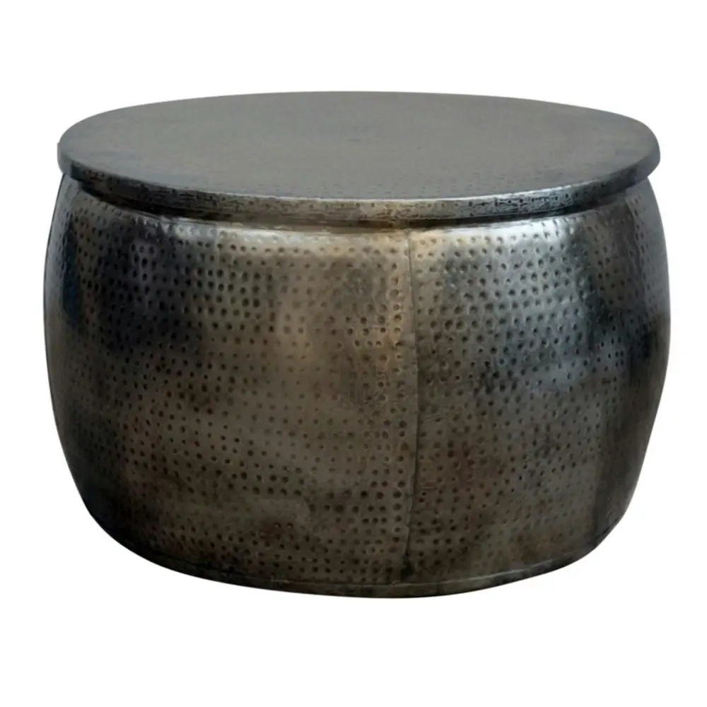 Titan Open-Top Hand Forged Hammered Metal Round Coffee Table