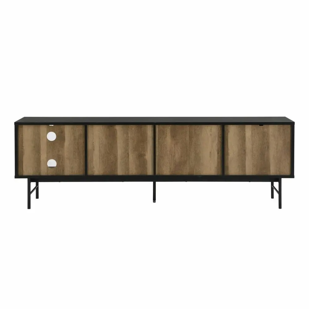 Design Square Magnus Entertainment Unit TV Stand W/ 3-Doors - Walnut/Black