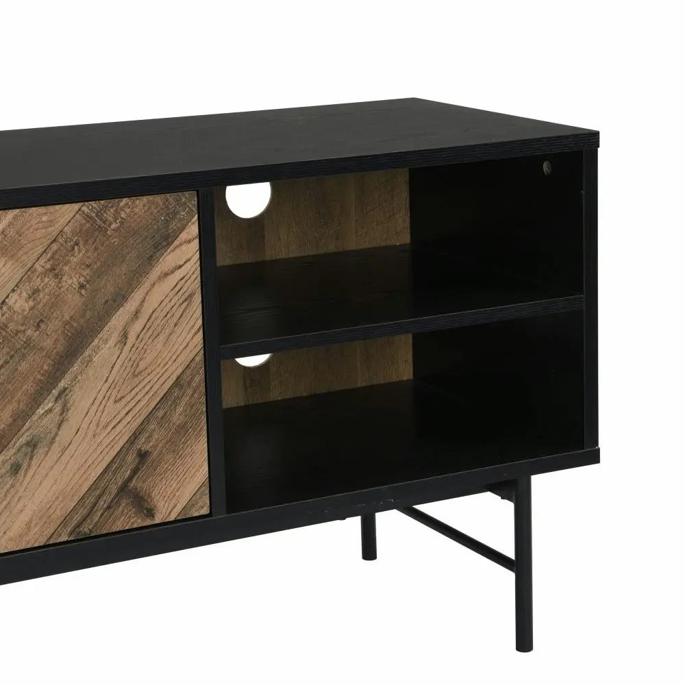 Design Square Magnus Entertainment Unit TV Stand W/ 3-Doors - Walnut/Black