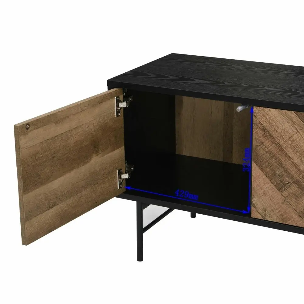 Design Square Magnus Entertainment Unit TV Stand W/ 3-Doors - Walnut/Black