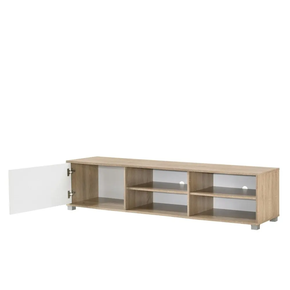 Design Square Parre Lowline Scandinavian Entertainement Unit TV Stand W/ 1-Door 180cm - Oak/White